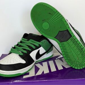 Nike SB Dunk Low Black, White, and Green Sneakers